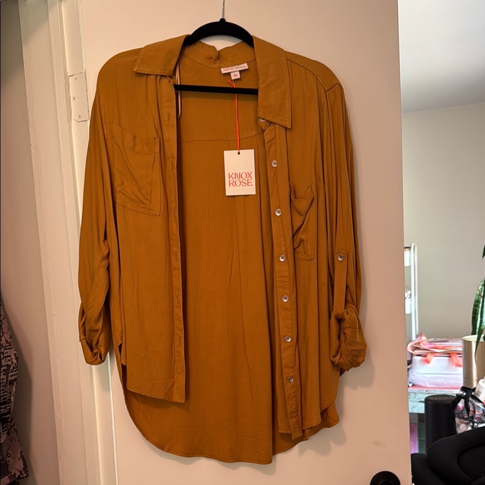 Knox Rose Mustard Button-Up Shirt Size Large